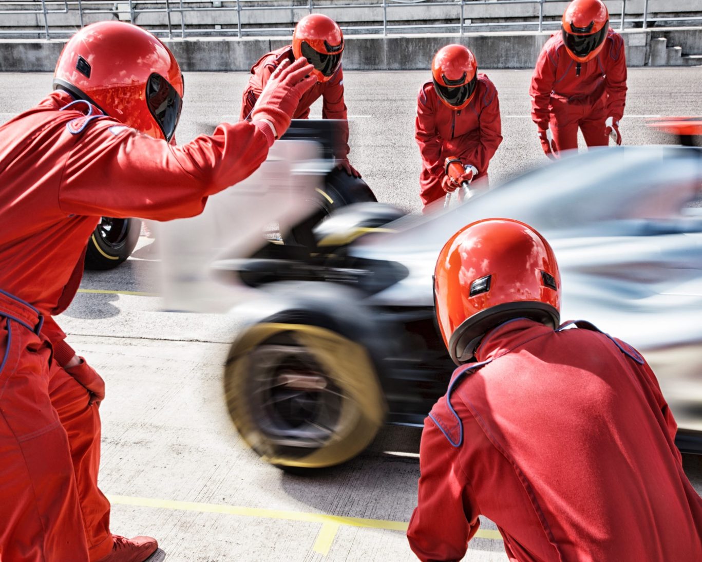 Race car pit crew at Riverhead Raceway near Budget Host East End hotel