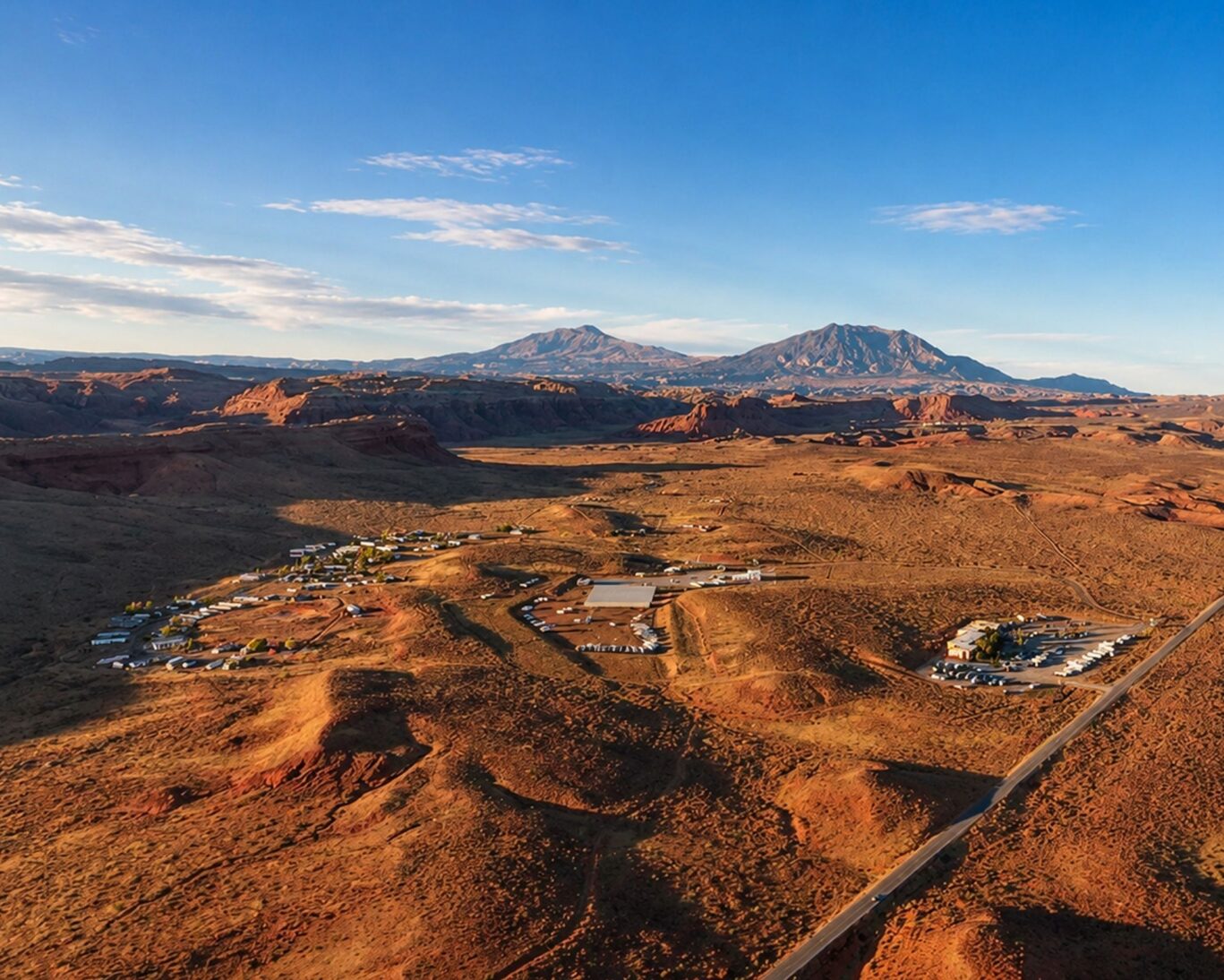 Aerial view of Ticaboo Lodge, Utah.