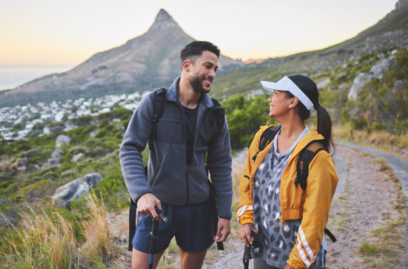 couple on a hiking walk trip