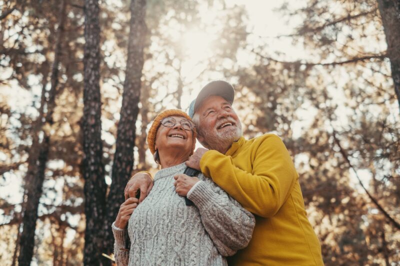 Happy couple on a nature walk