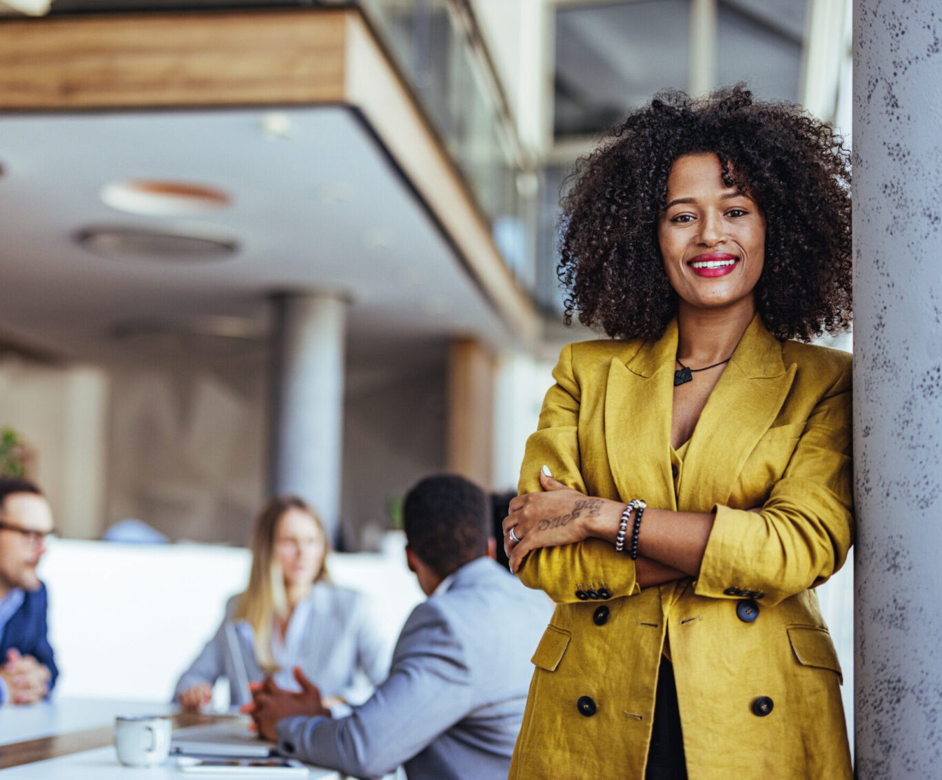 welcoming business woman
