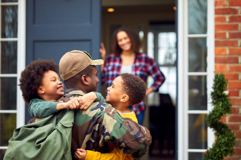 military man with family