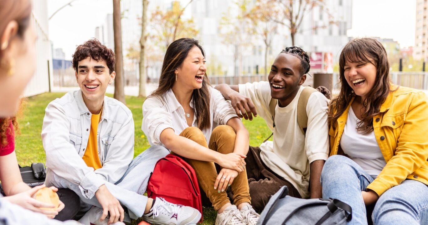 young social group having fun