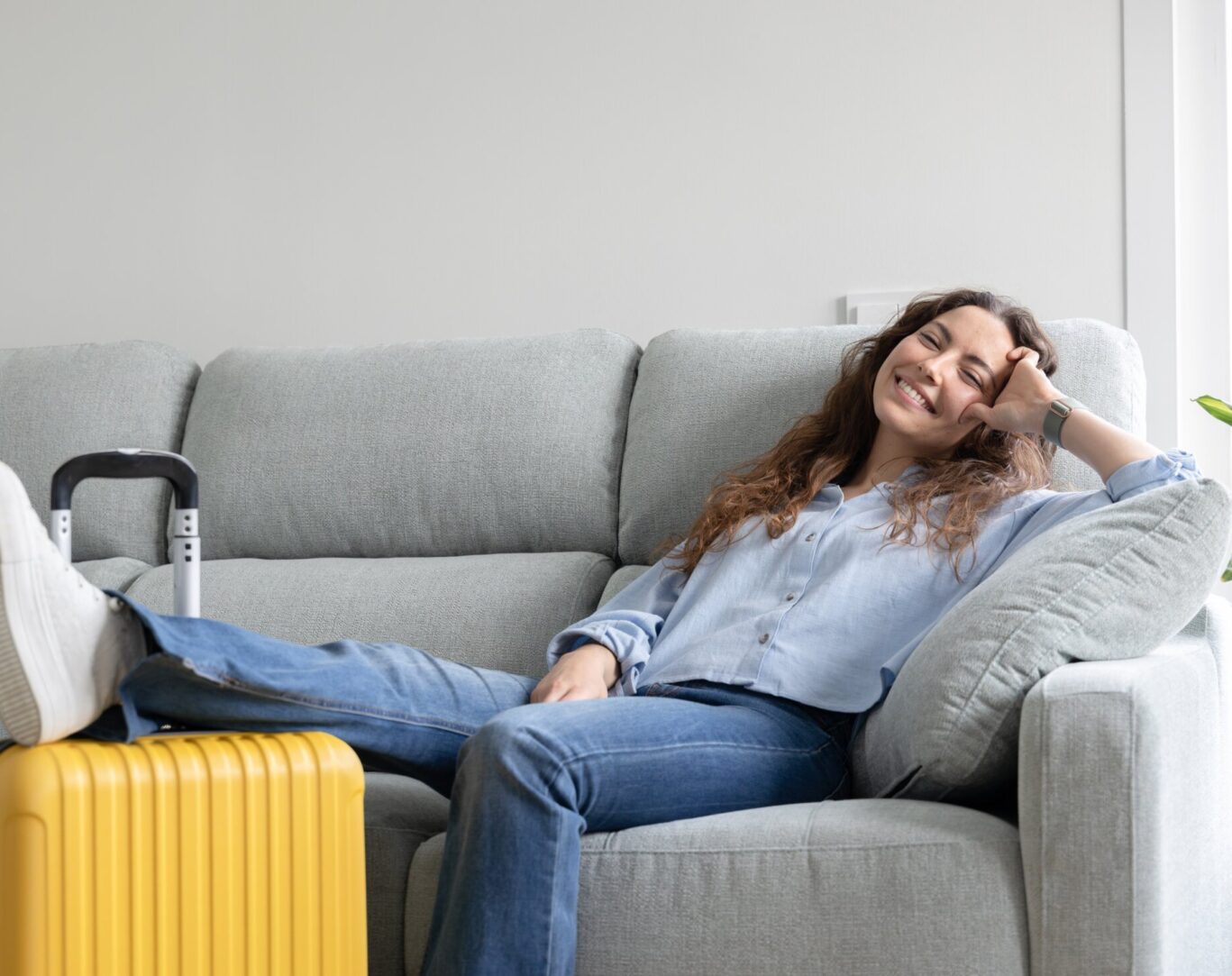 woman resting in hotel room